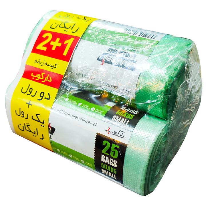 کیسه زباله دارکوب مدل DAR_ZROLSABZ-SMAL25 مجموعه سه عددی بسته 25 عددی